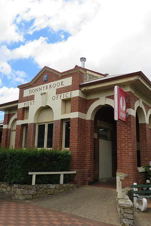 Front elevation of the old state heritage listed Donnybrook Post Office, located on the  main street