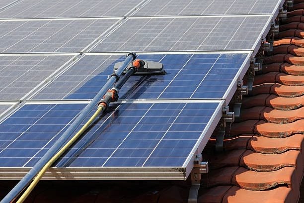 Close-up of clean solar panels in Collie home